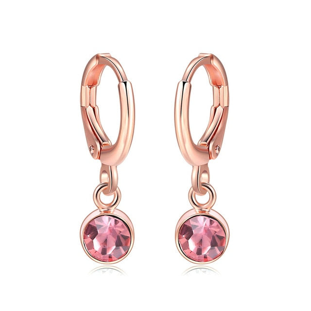 ZHOUYANG Stud Earrings For Women Classic Six Claw Clear AAA+Cubic Zirconia Rose Gold Color Fashion Jewelry For Girls KAE094