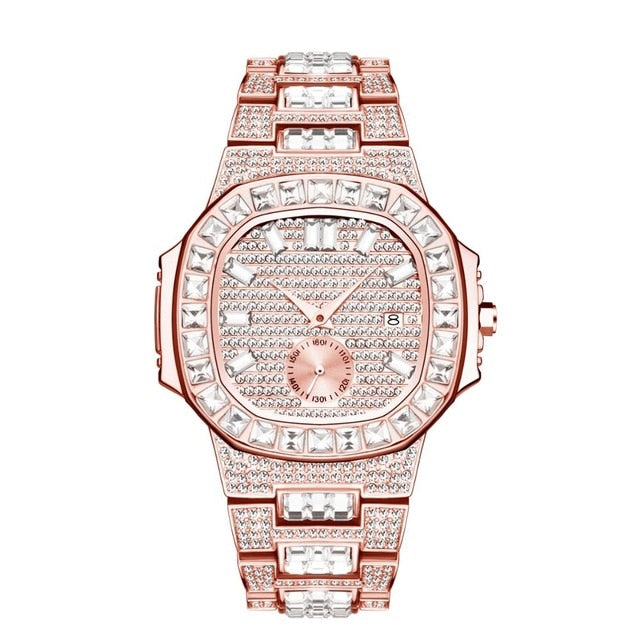 MISSFOX Iced Out Watches Men Top Brand Luxury Watch Men Full Diamond Quartz-watch Bling Bling Hiphop Hot Rapper's Jewelry Watch