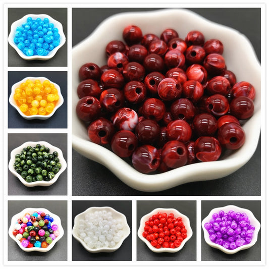 6 8 10 mm Imitation Natural Stone Round Acrylic Beads Clouds Effect Beads For Jewelry Makeing Bracelet necklace DIY Accessory