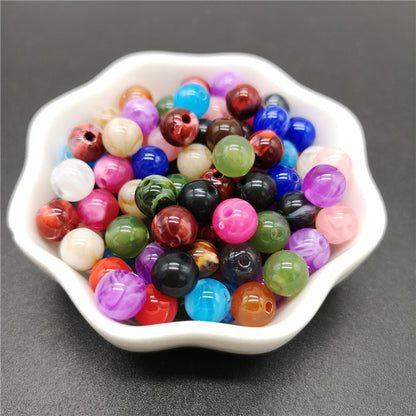 6 8 10 mm Imitation Natural Stone Round Acrylic Beads Clouds Effect Beads For Jewelry Makeing Bracelet necklace DIY Accessory