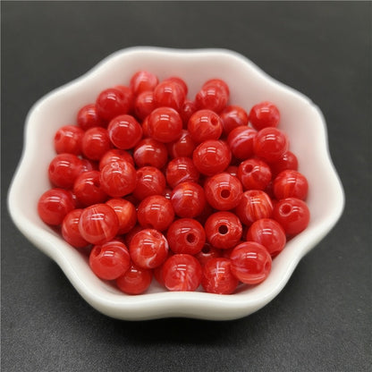 6 8 10 mm Imitation Natural Stone Round Acrylic Beads Clouds Effect Beads For Jewelry Makeing Bracelet necklace DIY Accessory