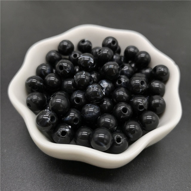 6 8 10 mm Imitation Natural Stone Round Acrylic Beads Clouds Effect Beads For Jewelry Makeing Bracelet necklace DIY Accessory