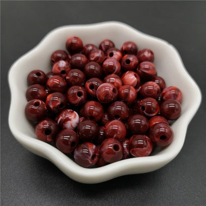 6 8 10 mm Imitation Natural Stone Round Acrylic Beads Clouds Effect Beads For Jewelry Makeing Bracelet necklace DIY Accessory