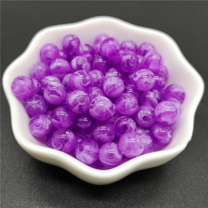 6 8 10 mm Imitation Natural Stone Round Acrylic Beads Clouds Effect Beads For Jewelry Makeing Bracelet necklace DIY Accessory