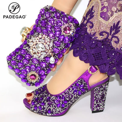 2020 Leisure Style Super High Heels Italian Shoes with Matching Bag for Woman African Shoes and Bag Set in Gold Color