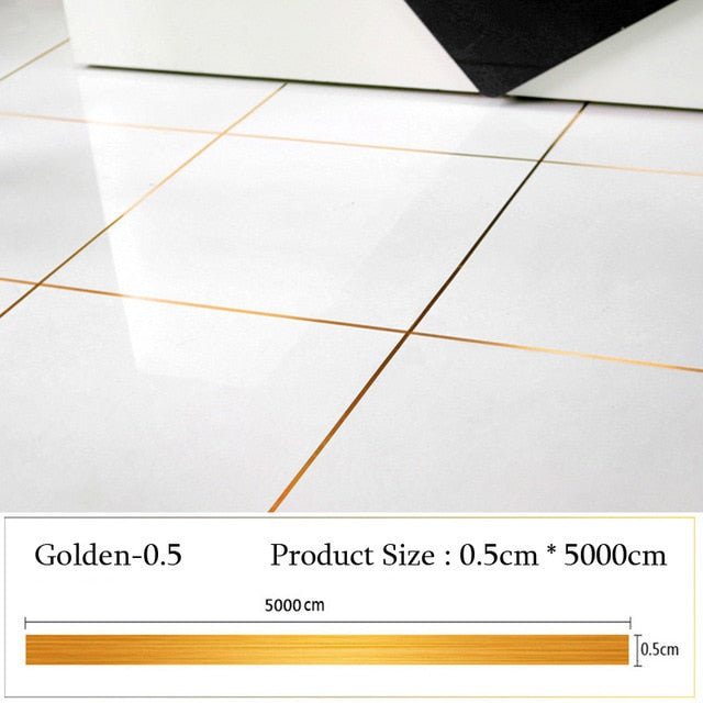 5000cm/Roll Brushed Gold Silver Floor Edging Waterproof Seam Wall Stickers Wall Gap home decoration Self-adhesive Tile sticker