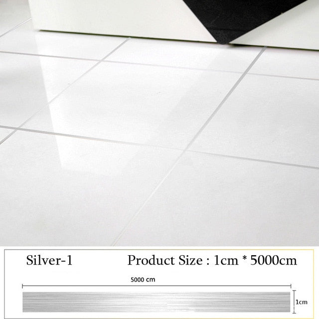 5000cm/Roll Brushed Gold Silver Floor Edging Waterproof Seam Wall Stickers Wall Gap home decoration Self-adhesive Tile sticker