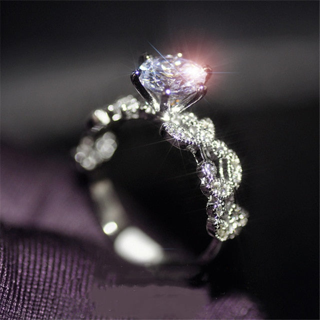 CC Trendy Jewelry S925 Rings For Women Cubic Zirconia Charms Bridal Wedding Engagement White Gold Color Ring Drop Shipping
