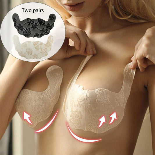 Women Self Adhesive Strapless Front Closur Blackless Solid Bra Lace Stick Gel Push Up Women's Underwear Invisible Bra Big Size