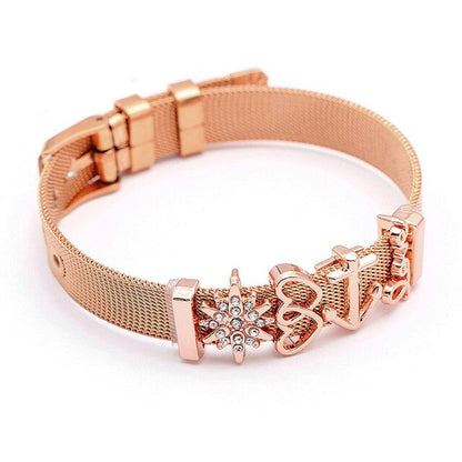 SEIALOY Fashion Stainless Steel Mesh Watch Chain Bracelets For Women Men Rose Gold Charm Brands Bracelet Bangles Jewelry