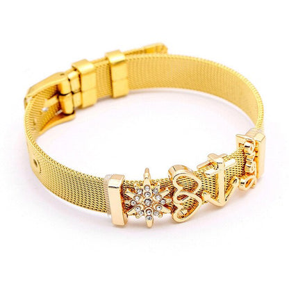 SEIALOY Fashion Stainless Steel Mesh Watch Chain Bracelets For Women Men Rose Gold Charm Brands Bracelet Bangles Jewelry