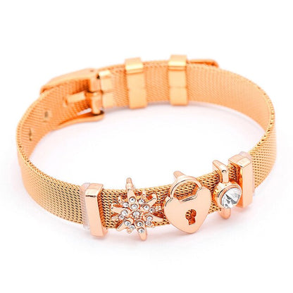 SEIALOY Fashion Stainless Steel Mesh Watch Chain Bracelets For Women Men Rose Gold Charm Brands Bracelet Bangles Jewelry