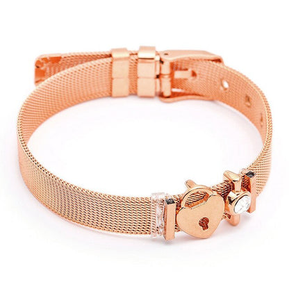 SEIALOY Fashion Stainless Steel Mesh Watch Chain Bracelets For Women Men Rose Gold Charm Brands Bracelet Bangles Jewelry