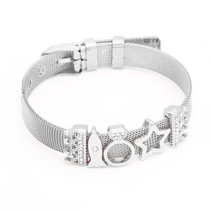 SEIALOY Fashion Stainless Steel Mesh Watch Chain Bracelets For Women Men Rose Gold Charm Brands Bracelet Bangles Jewelry