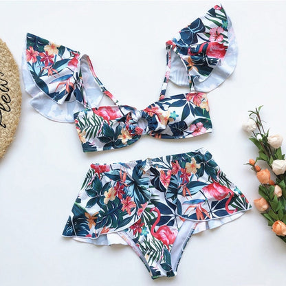 High waist bikinis 2020 Mujer Off shoulder swimwear female Push up bathing suit Sexy black swimsuit women Ruffled vintage bikini