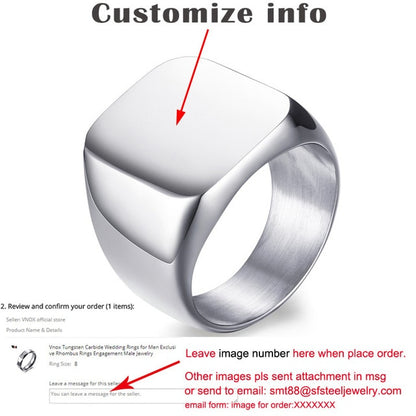 Vnox Retro Initials Signet Ring for Men 18mm Bulky Heavy Stamp Male Band Stainless Steel Letters Custom Jewelry Gift for Him