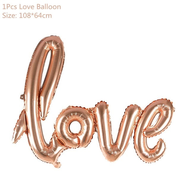 Rose Gold Wedding Birthday Party Balloons Happy Birthday Letter Foil Balloon Baby Shower Anniversary Event Party Decor Supplies