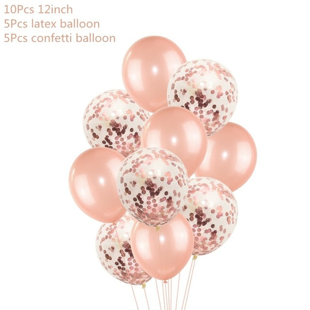 Rose Gold Wedding Birthday Party Balloons Happy Birthday Letter Foil Balloon Baby Shower Anniversary Event Party Decor Supplies