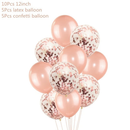 Rose Gold Wedding Birthday Party Balloons Happy Birthday Letter Foil Balloon Baby Shower Anniversary Event Party Decor Supplies