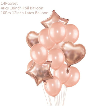 Rose Gold Wedding Birthday Party Balloons Happy Birthday Letter Foil Balloon Baby Shower Anniversary Event Party Decor Supplies