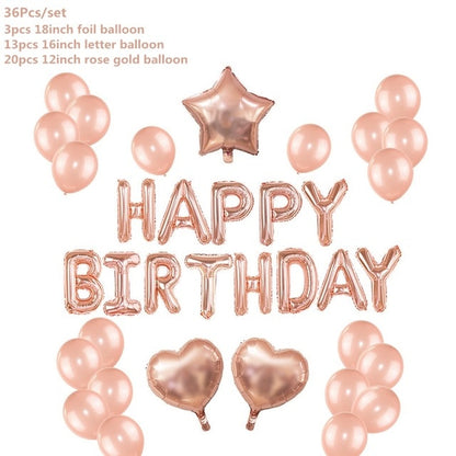 Rose Gold Wedding Birthday Party Balloons Happy Birthday Letter Foil Balloon Baby Shower Anniversary Event Party Decor Supplies