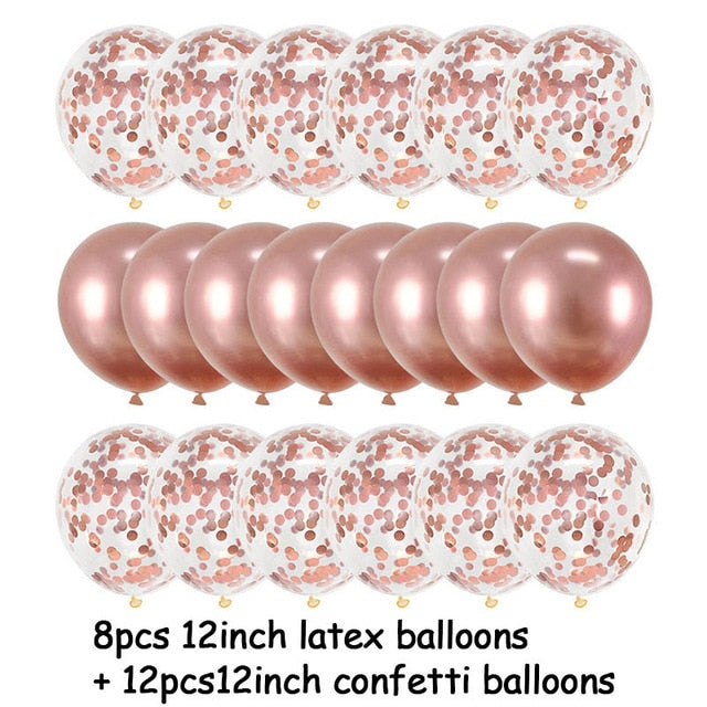 Rose Gold Wedding Birthday Party Balloons Happy Birthday Letter Foil Balloon Baby Shower Anniversary Event Party Decor Supplies