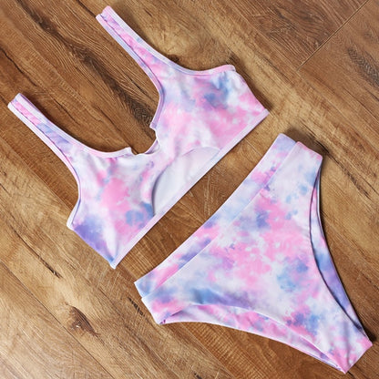 High Waist Bikini 2020 Leopard Bikini Women Push Up Swimsuit Women Printed Swimwear Tie Dye Biquini Summer Swim Beachwear