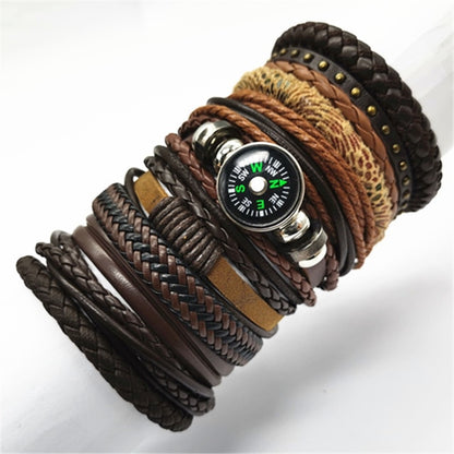 10pcs/set Black Wrap Woven New Fashion Handmade Men Bracelets Male Women Leather Bracelet Men Bangle Wholesale Jewelry Gift