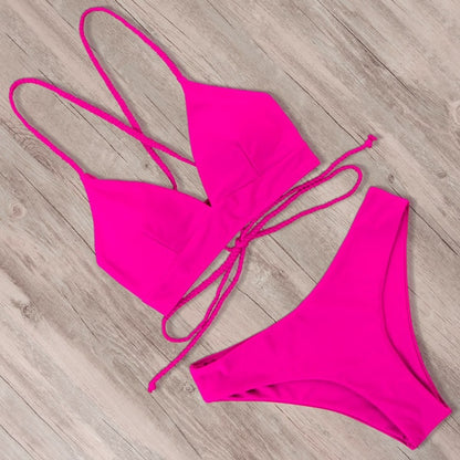 RXRXCOCO Sexy Bandage Bikini 2020 Swimsuit Swimwear Women Thong Push Up Bikinis Set women's swimming suit Biquini Bathing Suit