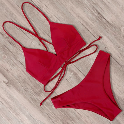 RXRXCOCO Sexy Bandage Bikini 2020 Swimsuit Swimwear Women Thong Push Up Bikinis Set women's swimming suit Biquini Bathing Suit