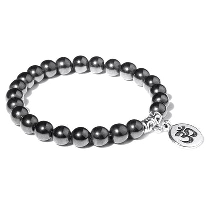 Handmade Natural Stone Lotus Ohm Buddha Beads Bracelet Pink Zebra Stone Lotus Charm Bracelet for Women Men Yoga  Jewelry Gifts