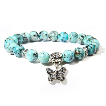 Handmade Natural Stone Lotus Ohm Buddha Beads Bracelet Pink Zebra Stone Lotus Charm Bracelet for Women Men Yoga  Jewelry Gifts