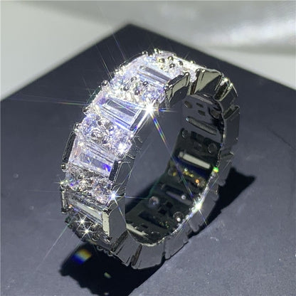 Handmade Eternity Promise ring 925 Sterling silver AAAA cz Engagement Wedding Band Rings for women Men Finger Party Jewelry