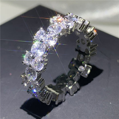 Handmade Eternity Promise ring 925 Sterling silver AAAA cz Engagement Wedding Band Rings for women Men Finger Party Jewelry