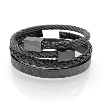 3pcs/set Royal Roman Bracelets & Bangles Love Bangle Bracelet For Men stainless steel Rectangle Bracelet Pulseira Men's Jewelry