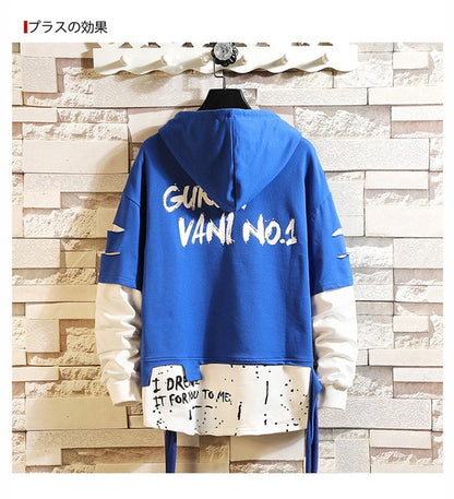 Japan Style Casual O-Neck 2020 Spring Autumn Print Hoodie Sweatshirt Men'S Thick Fleece Hip Hop High Streetwear Clothes