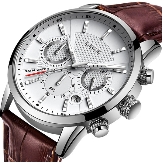 LIGE 2019 New Watch Men Fashion Sport Quartz Clock Mens Watches Brand Luxury Leather Business Waterproof Watch Relogio Masculino