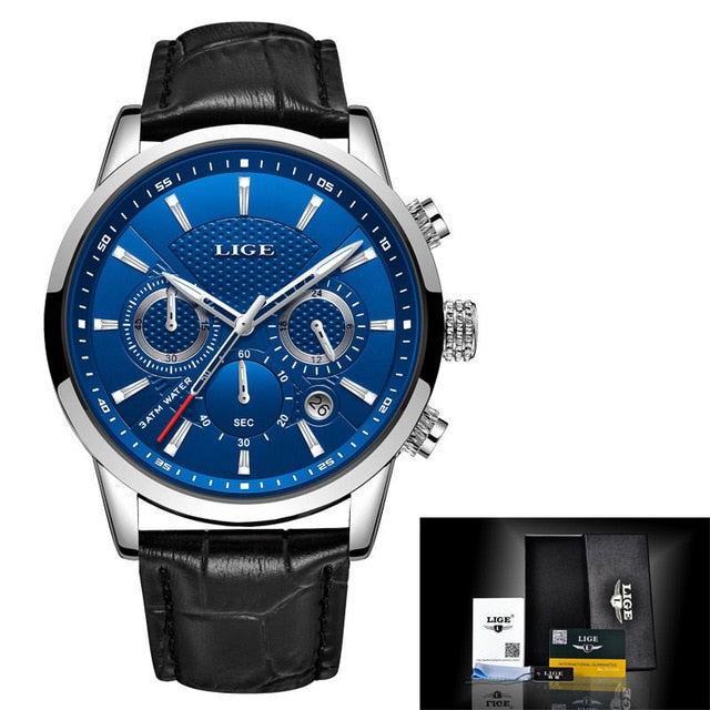 LIGE 2019 New Watch Men Fashion Sport Quartz Clock Mens Watches Brand Luxury Leather Business Waterproof Watch Relogio Masculino