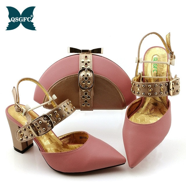 2020 NEW Shoes woman platform for African Ladies Italian design Shoes and Bag Set Decorated with Rhineston Metal Decoration