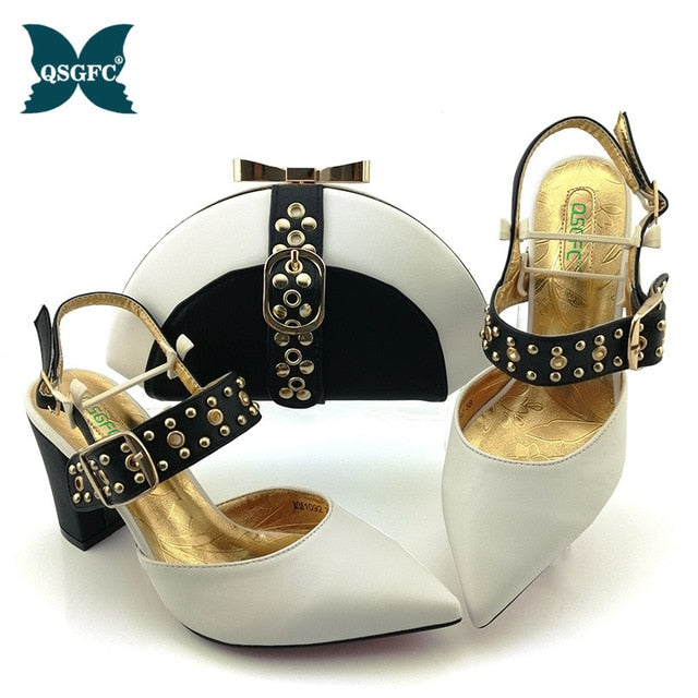 2020 NEW Shoes woman platform for African Ladies Italian design Shoes and Bag Set Decorated with Rhineston Metal Decoration