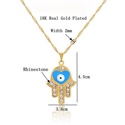 Hand Of Fatima Necklace & Pendant Iced Out Water wave Chain Gold AAA Cubic Zircon Men's Women   Hip hop Rock Jewelry