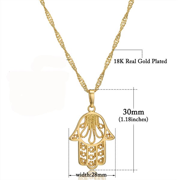 Hand Of Fatima Necklace & Pendant Iced Out Water wave Chain Gold AAA Cubic Zircon Men's Women   Hip hop Rock Jewelry