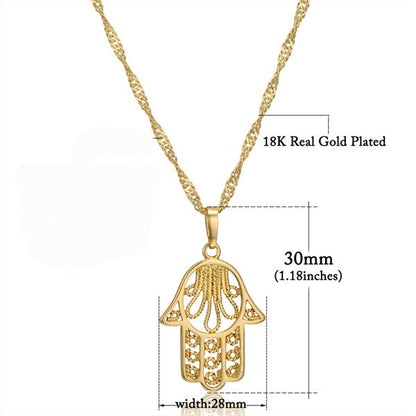 Hand Of Fatima Necklace & Pendant Iced Out Water wave Chain Gold AAA Cubic Zircon Men's Women   Hip hop Rock Jewelry
