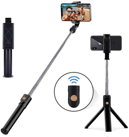 YTOM Selfie Stick, 3 in 1 Extendable Selfie Stick Tripod with Detachable Bluetooth Wireless Remote Phone Holder For smartphone