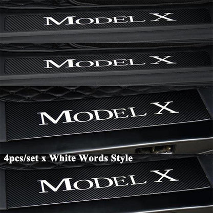 For Tesla Model X 4pcs/set Front Rear Car Door Sill Welcome Pedal Sticker Anti-Scratch Cover Protector Car Styling Accessories