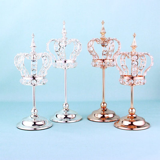 Silver/Gold Crown Candle Holder Fashion Hollow Iron Candlestick Birthday Gift Ornaments Home Decorations