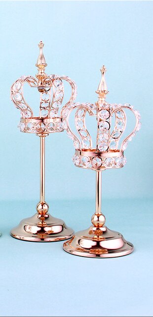 Silver/Gold Crown Candle Holder Fashion Hollow Iron Candlestick Birthday Gift Ornaments Home Decorations