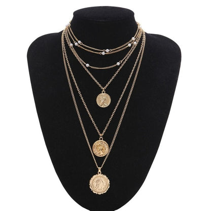 Ingemark Punk Miami Cuban Choker Necklace Colar Hip Hop Big Thick Chunky Chain Fashion Queen Coin Pendant Necklace Women Jewelry