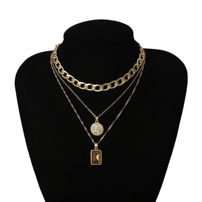 Ingemark Punk Miami Cuban Choker Necklace Colar Hip Hop Big Thick Chunky Chain Fashion Queen Coin Pendant Necklace Women Jewelry