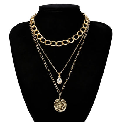 Ingemark Punk Miami Cuban Choker Necklace Colar Hip Hop Big Thick Chunky Chain Fashion Queen Coin Pendant Necklace Women Jewelry